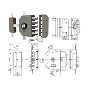 SERRATURA QUINTUPLICE APPLICARE A POMPA  CON POMOLO S/SCROCCO 3300P