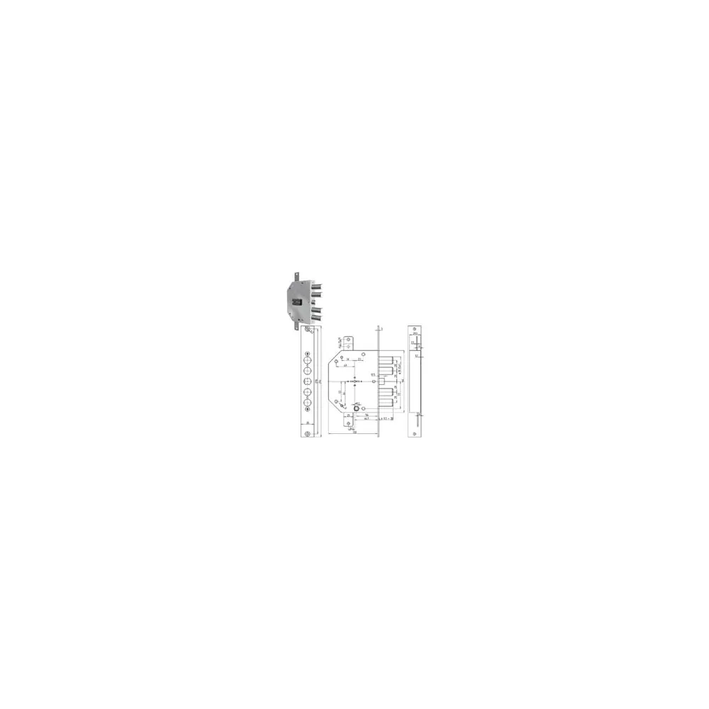 SERRATURA TRIPLICE APPLICARE CON SCROCCO DOPPIA MAPPA BLINDATE 2155