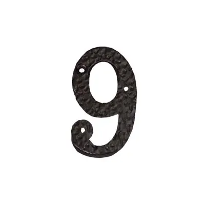 NUMERO CIVICO "9" IN FERRO NERO OPACO