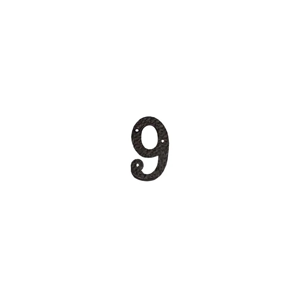 NUMERO CIVICO "9" IN FERRO NERO OPACO