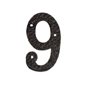 NUMERO CIVICO "9" IN FERRO NERO OPACO