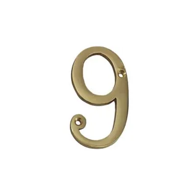 NUMERO CIVICO "9" INGLESE IN OTTONE LUCIDO