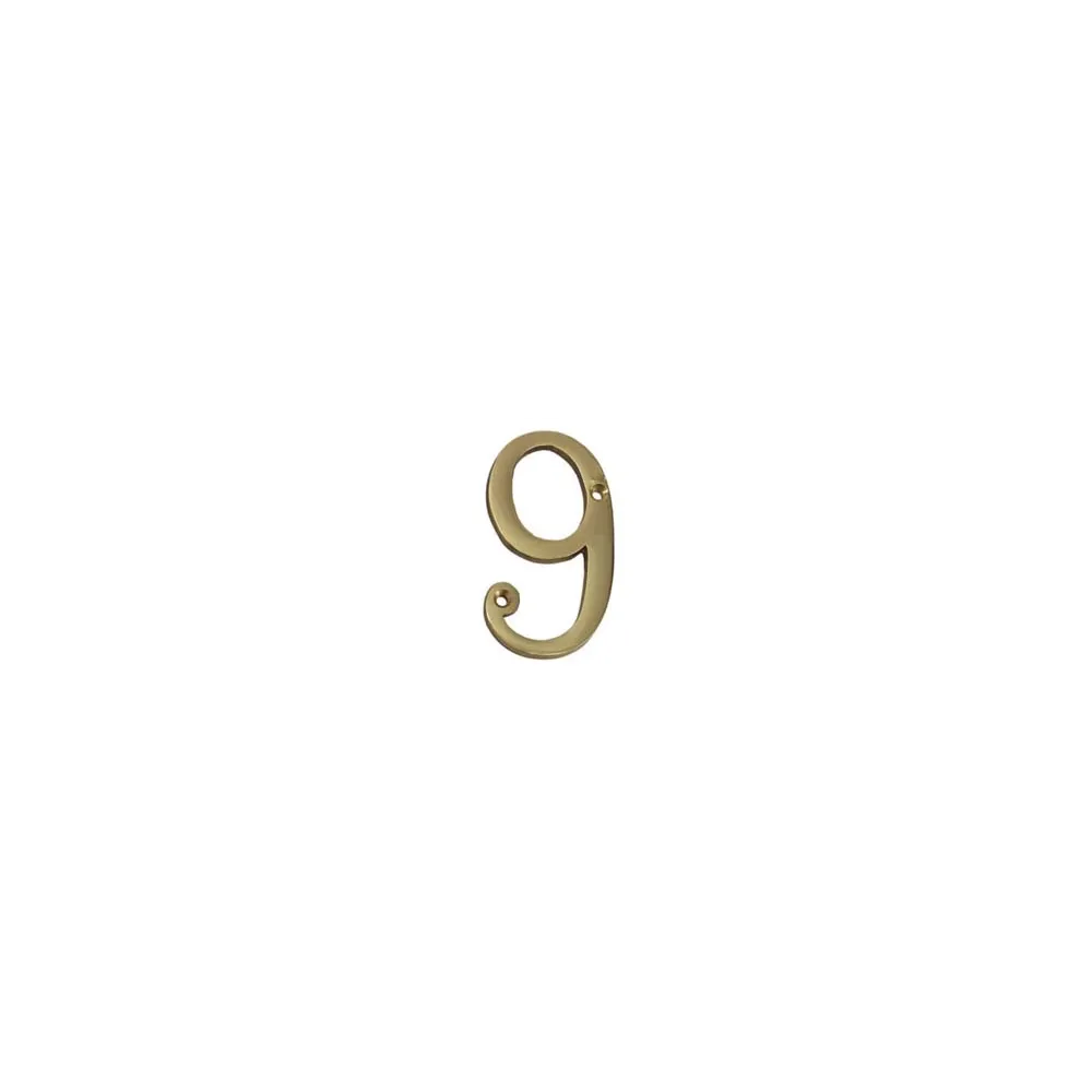 NUMERO CIVICO "9" INGLESE IN OTTONE LUCIDO