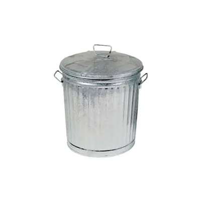 BIDONE IN LAMIERA ZINCATA CON COPERCHIO