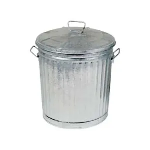 BIDONE IN LAMIERA ZINCATA CON COPERCHIO