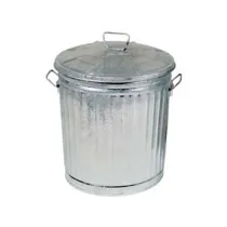 BIDONE IN LAMIERA ZINCATA CON COPERCHIO