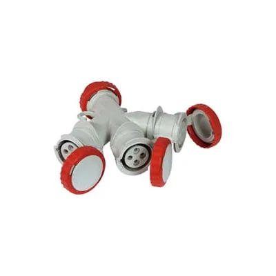 ADATTATORE INDUSTRIALE 380V CON SPINA E 3 PRESE CEE 309 IP67