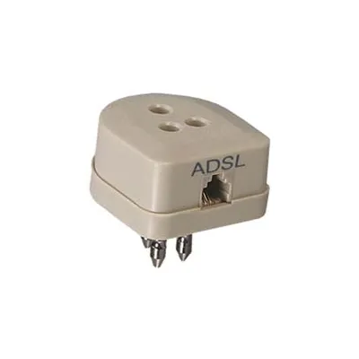 PRESA/SPINA DUPLICATORE TRIPOLARE CON PRESA PLUG 6/2 C. PER LINEA ADSL
