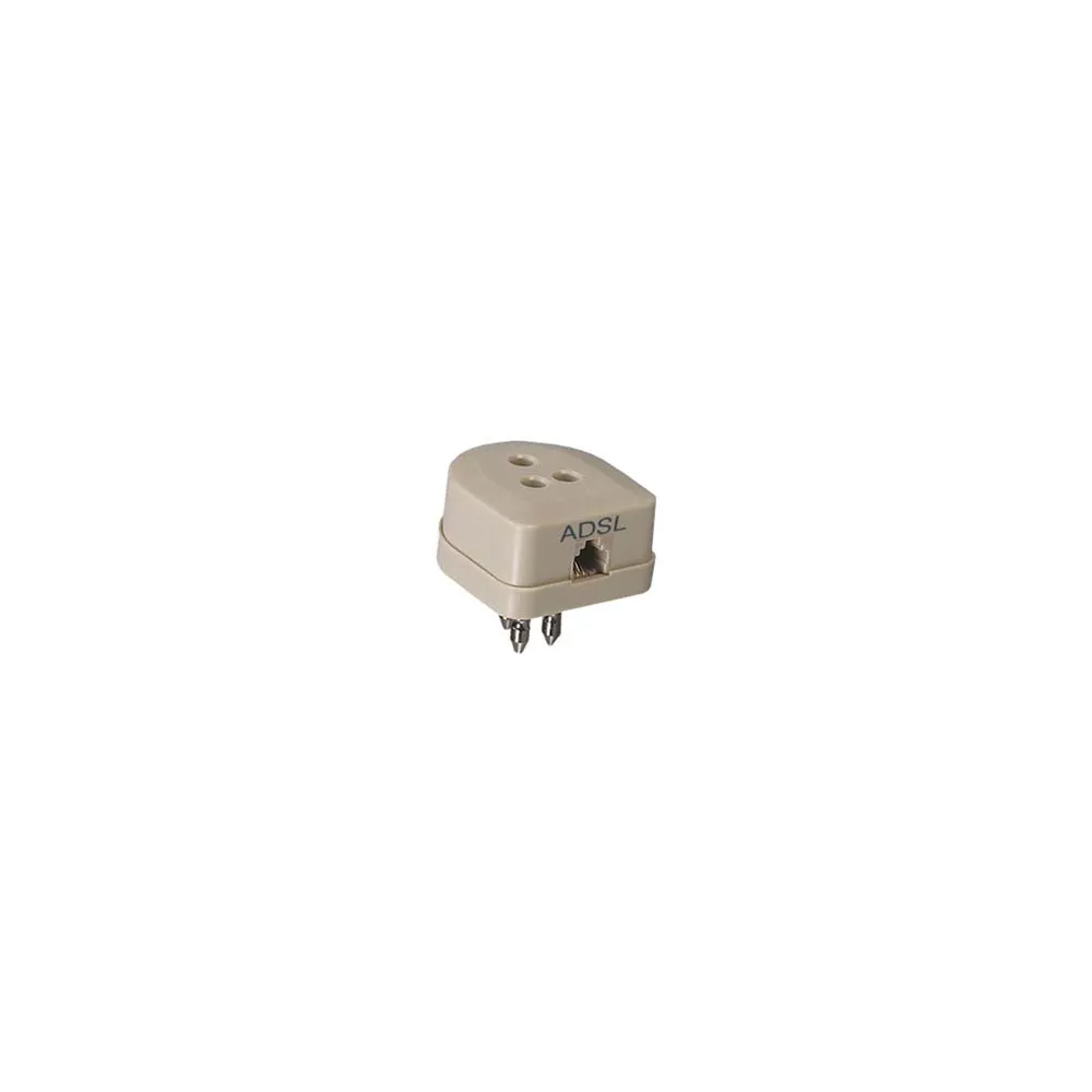 PRESA/SPINA DUPLICATORE TRIPOLARE CON PRESA PLUG 6/2 C. PER LINEA ADSL