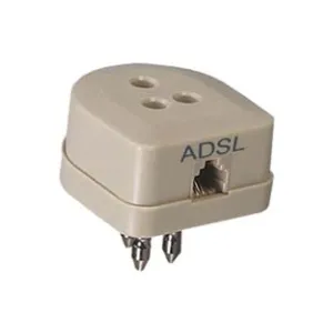PRESA/SPINA DUPLICATORE TRIPOLARE CON PRESA PLUG 6/2 C. PER LINEA ADSL