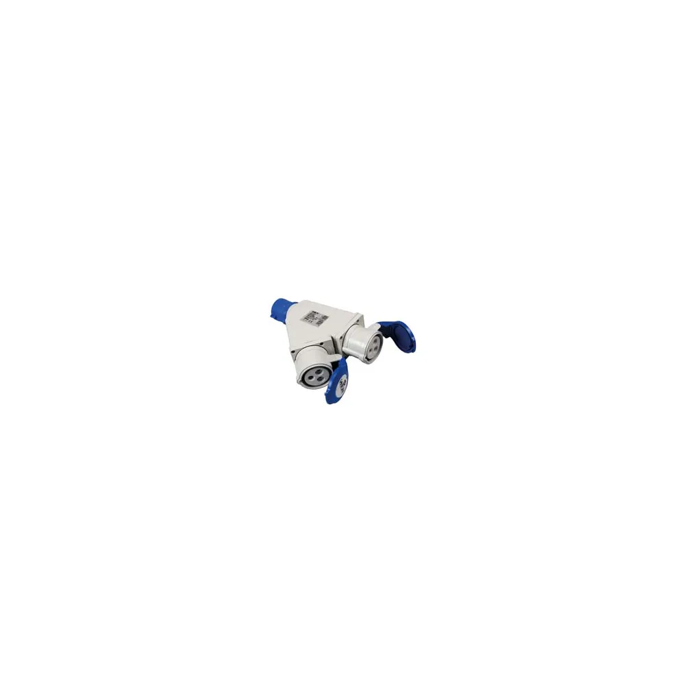 ADATTATORE INDUSTRIALE CON SPINA E 2 PRESE CEE 309 IP44