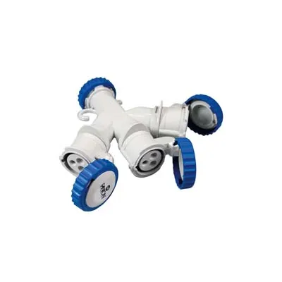 ADATTATORE INDUSTRIALE 220V CON SPINA E 3 PRESE CEE 309 IP67