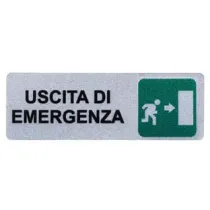 TARGHETTA ADESIVA "USCITA DI EMERGENZA" (FRECCIA A DESTRA)