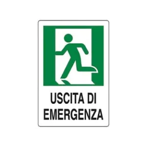CARTELLO " USCITA DI EMERGENZA A SINISTRA"