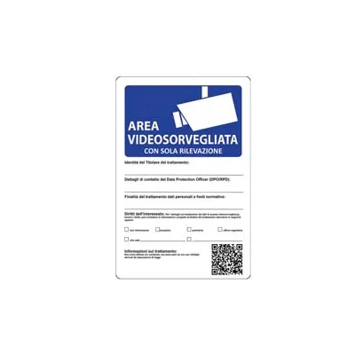CARTELLO "AREA VIDEOSORVEGLIATA CON SOLA RILEVAZIONE"