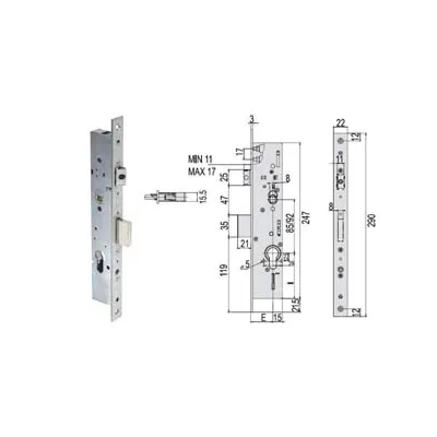 SERRATURA TRIPLICE INFILARE MONTANTI CON QUADRO E SCR. MULTITOP 49225
