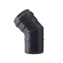 GOMITO A 45° PER STUFE A PELLET NERO OPACO PESANTE MM.1