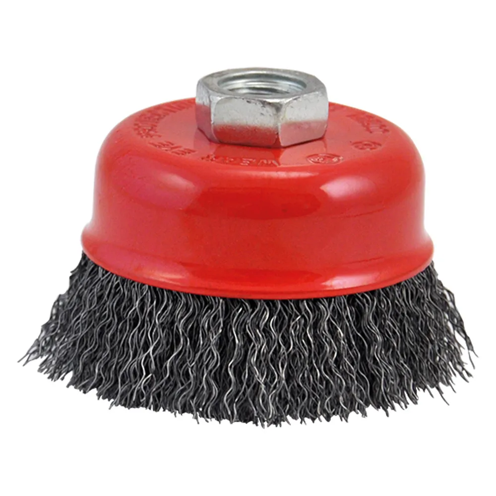 SPAZZOLA A TAZZA PER SMERIGLIATRICE ø mm 100 foro M 14 SPAZZOLA A TAZZA PER SMERIGLIATRICE ø mm 100 foro M 14