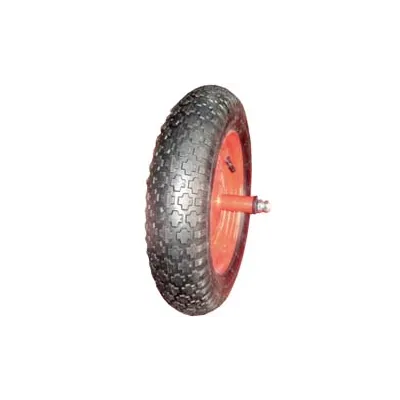 RUOTA PER CARRIOLA PNEUMATICA CON CARRARMATO PERNO MM.12X210