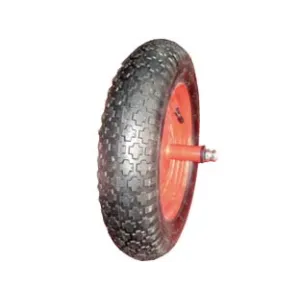RUOTA PER CARRIOLA PNEUMATICA CON CARRARMATO PERNO MM.12X210