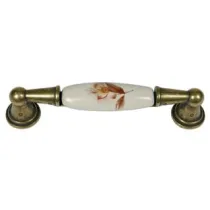 MANIGLIA PER MOBILI IN PORCELLANA MOD.M01.01 AVORIO DECORO FIORE