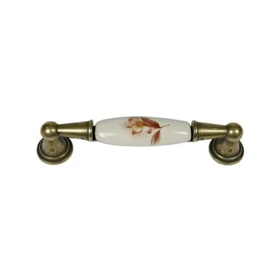 MANIGLIA PER MOBILI IN PORCELLANA MOD.M01.01 AVORIO DECORO FIORE