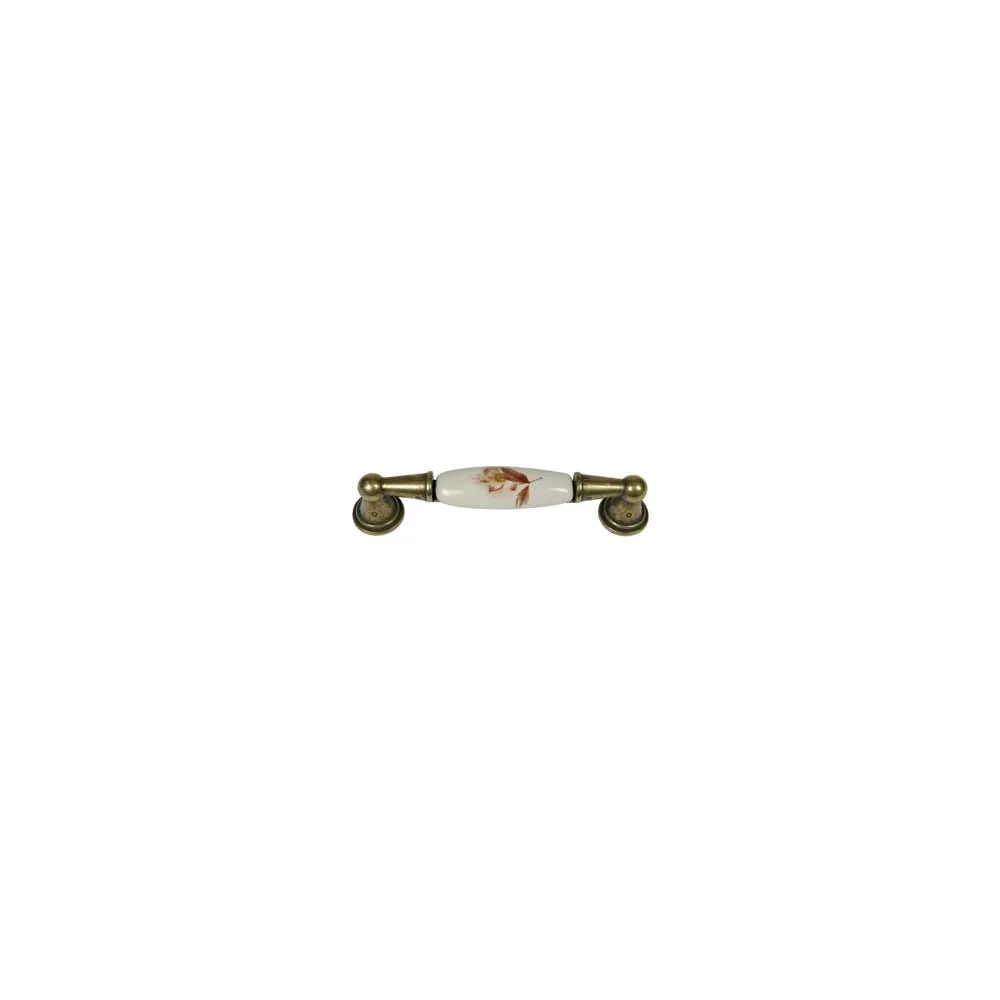 MANIGLIA PER MOBILI IN PORCELLANA MOD.M01.01 AVORIO DECORO FIORE