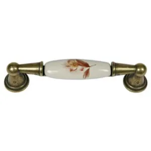 MANIGLIA PER MOBILI IN PORCELLANA MOD.M01.01 AVORIO DECORO FIORE