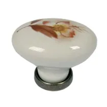 POMOLI OVALI IN PORCELLANA MOD.P02.01 AVORIO DECORO FIORE