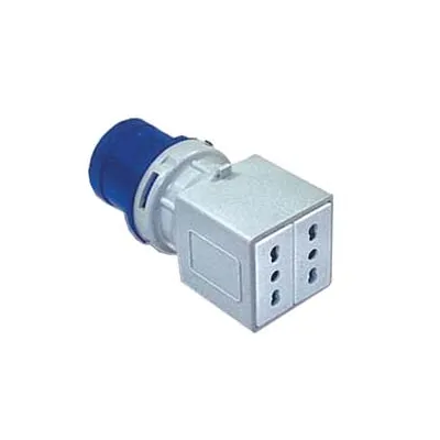 ADATTATORE INDUSTRIALE CON SPINA CEE E DUE PRESE 10/16A BIPASSO IP20