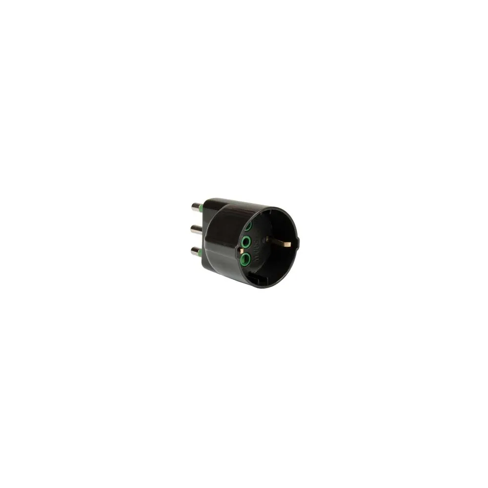 ADATTATORE SCHUKO 2 POLI + TERRA 16A NERO