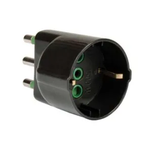 ADATTATORE SCHUKO 2 POLI + TERRA 16A NERO