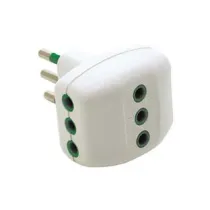 ADATTATORE TRIPLO 2 POLI + TERRA 10A BIANCO