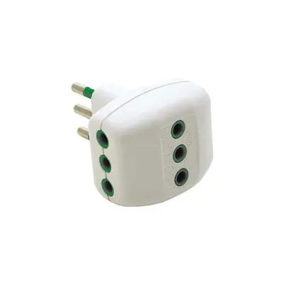 ADATTATORE TRIPLO 2 POLI + TERRA 10A BIANCO