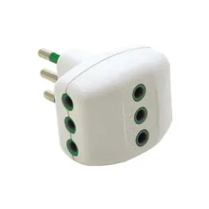 ADATTATORE TRIPLO 2 POLI + TERRA 10A BIANCO