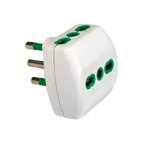 ADATTATORE TRIPLO 2 POLI + TERRA 16A BIANCO