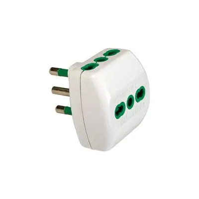 ADATTATORE TRIPLO 2 POLI + TERRA 16A BIANCO
