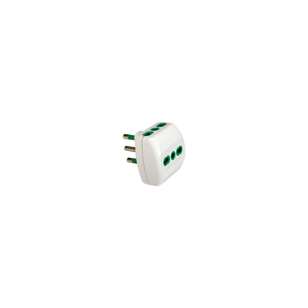 ADATTATORE TRIPLO 2 POLI + TERRA 16A BIANCO