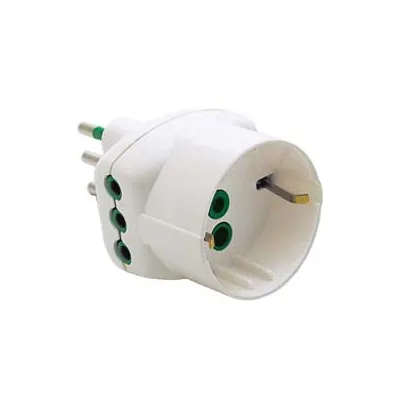ADATTATORE TRIPLO 2 POLI + TERRA SCHUKO BIANCO