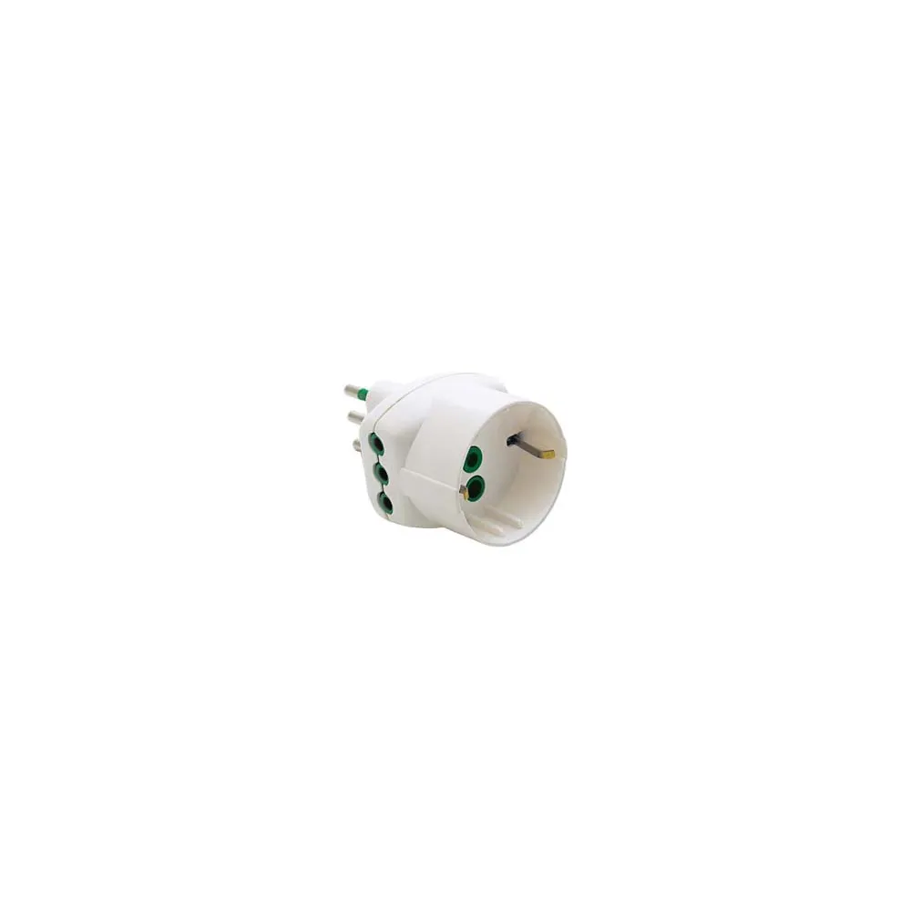 ADATTATORE TRIPLO 2 POLI + TERRA SCHUKO BIANCO