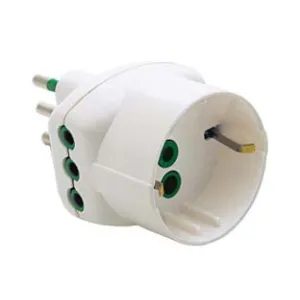 ADATTATORE TRIPLO 2 POLI + TERRA SCHUKO BIANCO