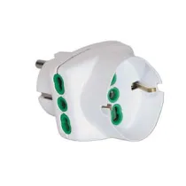ADATTATORE TRIPLO 2 POLI + TERRA SCHUKO BIPASSO SPINA SCHUKO