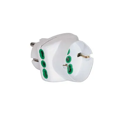 ADATTATORE TRIPLO 2 POLI + TERRA SCHUKO BIPASSO SPINA SCHUKO