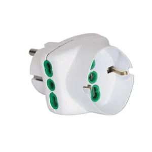 ADATTATORE TRIPLO 2 POLI + TERRA SCHUKO BIPASSO SPINA SCHUKO