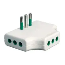 ADATTATORE TRIPLO PIATTO 2 POLI + TERRA 10A  BIANCO