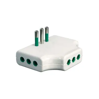 ADATTATORE TRIPLO PIATTO 2 POLI + TERRA 10A  BIANCO
