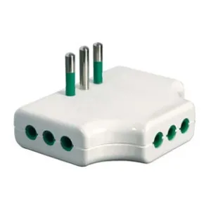 ADATTATORE TRIPLO PIATTO 2 POLI + TERRA 10A  BIANCO
