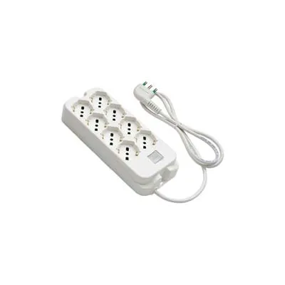 MULTIPRESA 4+4 POSTI BIPASSO + SCHUKO C/INTERR. "LINEA RETAIL" BIANCA