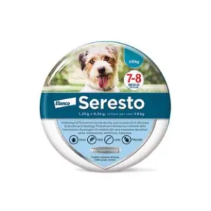 COLLARE SERESTO CONTRO PULCI E ZECCHE CANI FINO A 8 KG.