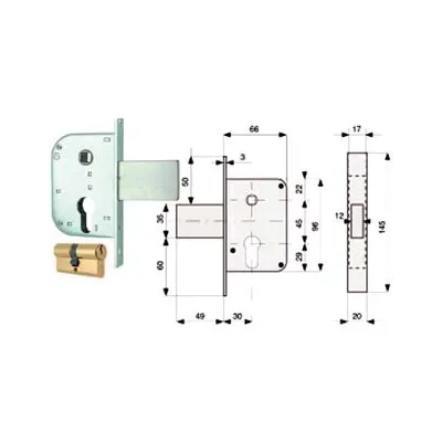 SERRATURA INFIL. CANC. SOLO SCR. C/DISP. BLOCC.+ QUADRO CIL. SAG. 132